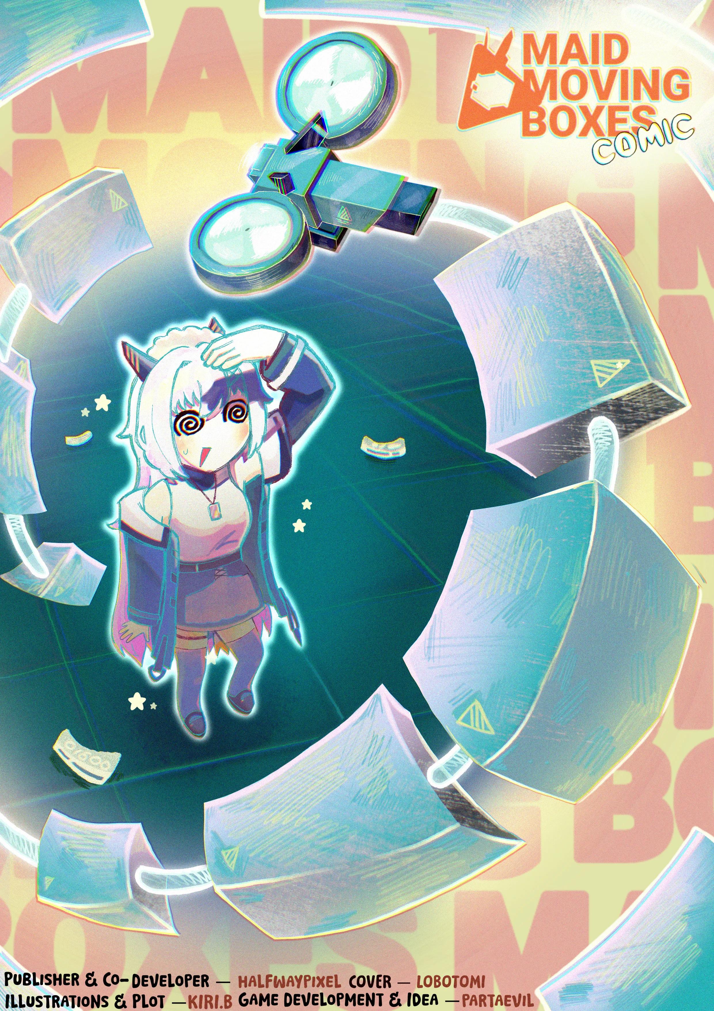 Maid Moving Boxes cover - comic done by partaevil, halfwaypixel, kiri.b and lobotomi